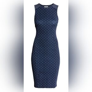 H&N Crepe Dark Blue polkadot Dress